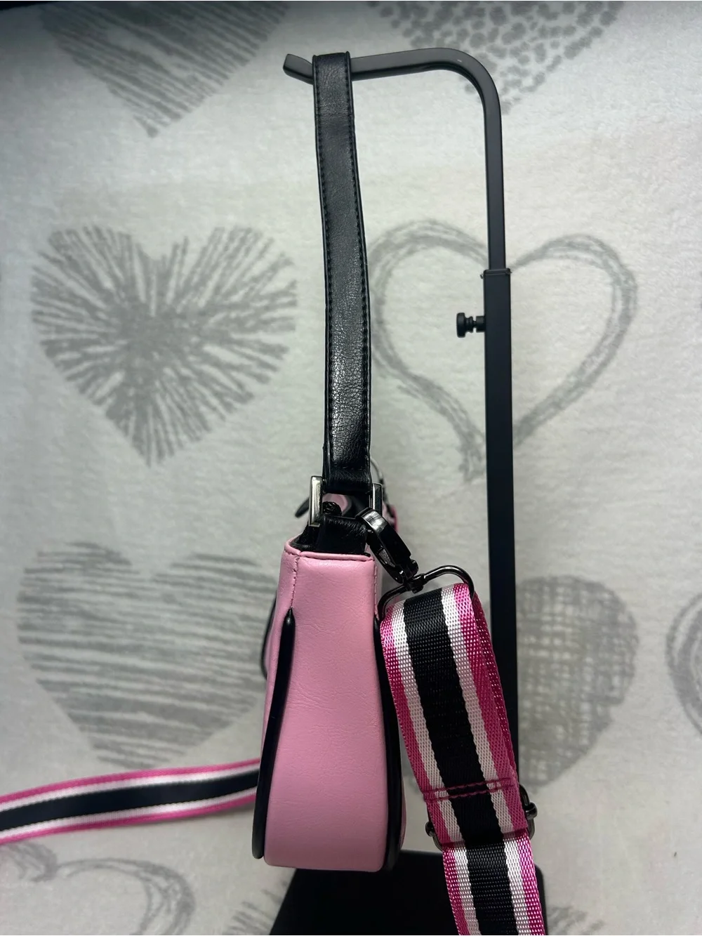 Y2K 90’s Pink And Black Cheerleader Preppy J Shoulder Bag